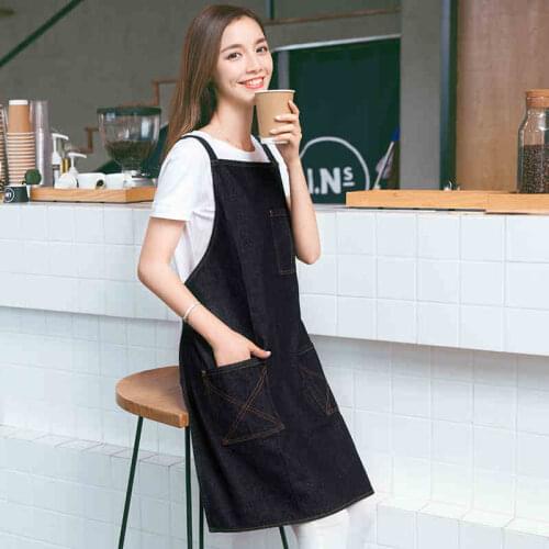 Waterproof and anti - oil kitchen male and female denim cotton apron