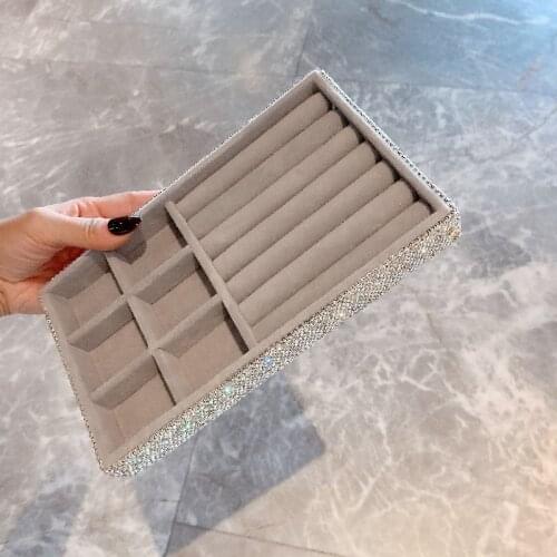 Drawer storage box with diamond jewelry storage box tray Ring Jewelry Bracelet Display Rack gift box for shining ladys gifts