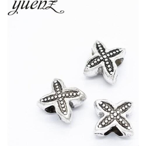 YuenZ 10pcs Beads Charms Antique Silver color flower Big Hole Spacer Beads Charms Pendants For Bracelets Jewelry Making R213