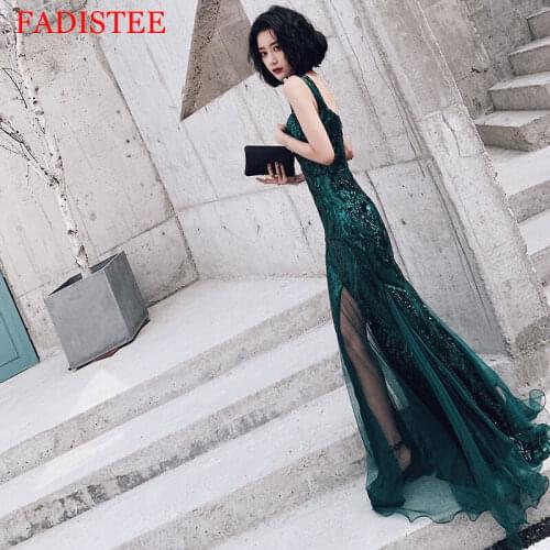 Sexy Sequin Mermaid Prom Party Evening Dresses Vestido De Noiva Sereia Gown Robe De Soiree Long Gown