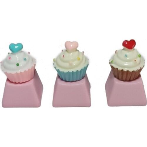 1Pc DIY PBT Keycap Pink Cute Cake Ice Cream for Mechanical Keyboards R4 Height Childrens Gifts