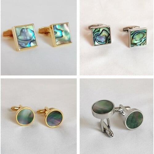 10pairs/lot Colorful Sea Shell Mother Pearl Seashell Cufflinks Abalone Shell Cuff Links Mens Jewelry Accessory Wholesale