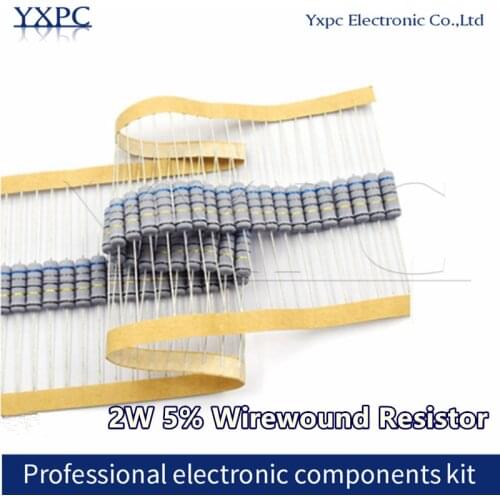 20pcs 2W 5% Wirewound Resistor Fuse 0.05R 0.1R 0.15R 1R 2.2R 4.7R 5.1R 10R 20R 22R 47R 51R 100R