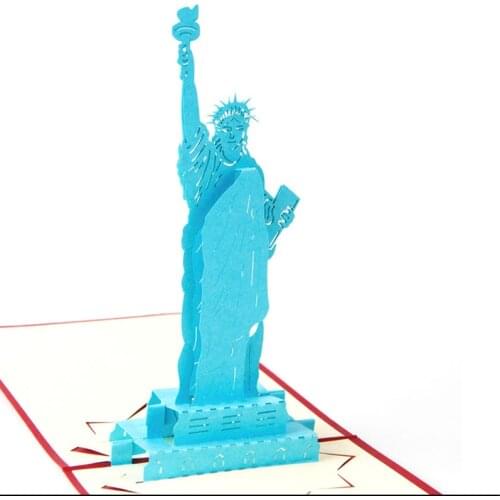 3D Laser Cut Handmade Blue Statue of Liberty Paper Invitation Greeting Cards PostCard Business Birthday Creative Gift Souvenir