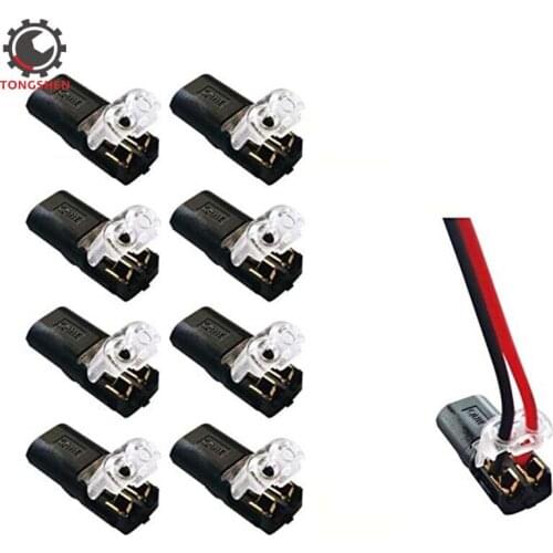 4pcs 2pin Pluggable Spring Scotch Lock Wire Connector for 22-18AWG Wire Quick Splice Non-stripped Wire Terminal Block Connector