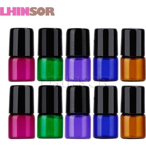 50PC/Pack 1ml 2ml 3ml 5ml Colorful Glass Roll on Bottles Doterra Containers Sample bottle Essential Oil Vials with Roller Ball