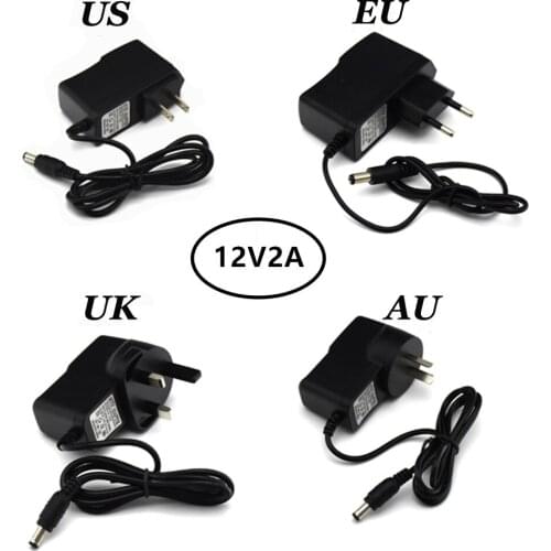 AC 100-240V to DC 12V 2A Power Supply Adapter Switching 5.5 x 2.1mm Transformer for CCTV Camera DVR NVR Led Light Strip
