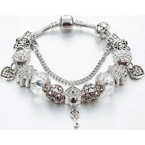 ANNAPAER Silver Color Autumn Style Key Charm Bracelets & Bangles Bracelets For Women DIY Beads Bijoux Original Pulsera B16152