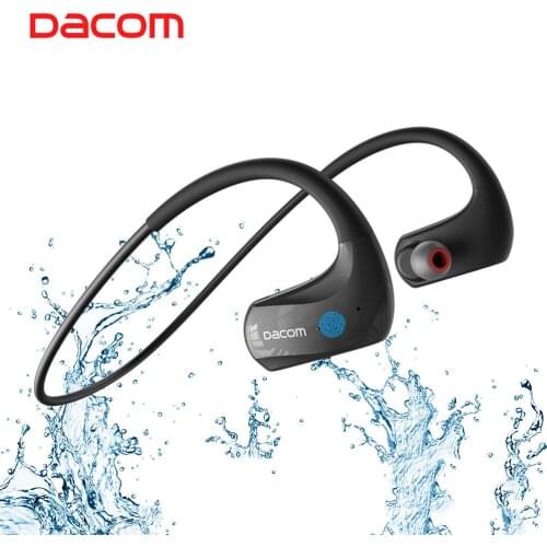 Dacom Athlete 5.0 Wireless Bluetooth Sports Subwoofer StereoHeadphones IPX7 Waterproof Hanging ear Running Headphones 20H