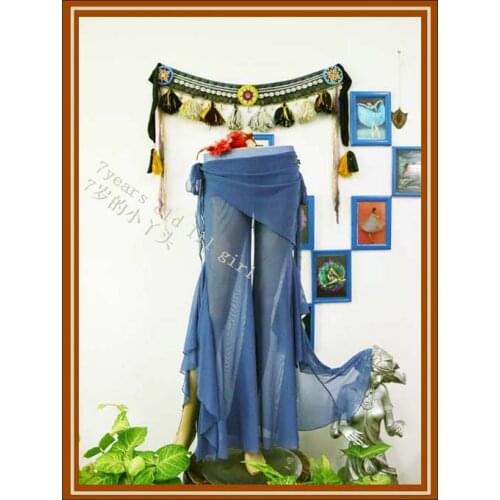 Belly Dance Pants Tribal Fusion Transparent Thin Side Vent Lotus Leaf Edges Flare With Skirt GC68-70