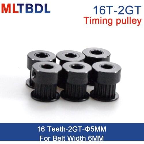 Black 16 teeth 2MGT 2GT Timing Pulley Bore 5mm small backlash for 2M GT2 Open Synchronous belt width 6mm 16Teeth 16T VORON