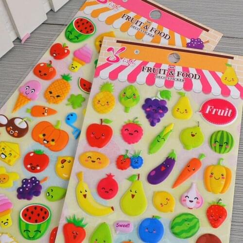 DIY Colorful Fruit facial expression 3D kawaii Stickers Diary Planner Journal Note Diary Paper Scrapbooking Albums PhotoTag