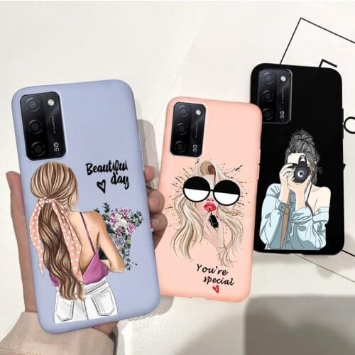 For OPPO A54 Case Cute Girl Candy Case Flower Painted Soft Silicone Cover For OPPO A55 5G A 54 CPH2239 Bumper oppoA54 OPPOa55 5G
