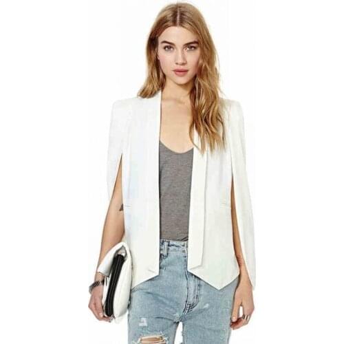 European and American slim solid color sleeve unique design Champagne vest womens suit jacket white blazer for women