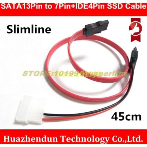 Slimline Cable SATA 13Pin to 7Pin DATA Cable with 4Pin IDE Power 45CM Hard Disk Connector Cable Power CD Driver Cable
