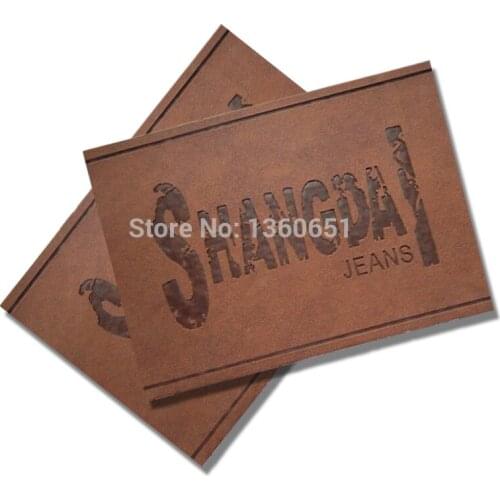 Custom logo name Removableembossed printed Jeans main leather labels, garment accessories PU leather label for trousers bags