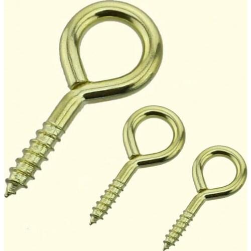 Copper Plated Screw Thread Peg Self-tapping Screws Hook Eye Ring Hook Sheep Eye Screws For Craft Jewelry Light 0#~16