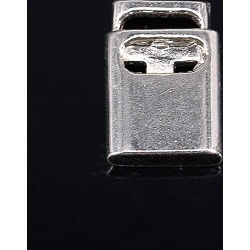 Metal Silver Drawstring Stops End Button Square Stopper Toggle Buckle Rope Clamp Cord Locks Sewing Material 100piece/NK236