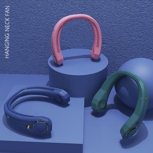 Leafless Hanging Neck Small Fan Power Digital Display Portable Mini Usb Three-speed 4000mAH Rechargeable Small Electric Fan