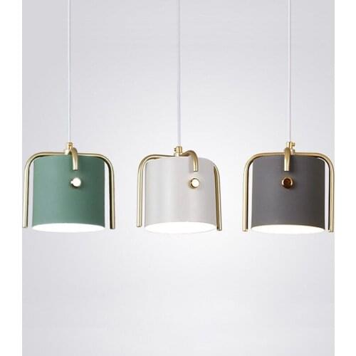 Fashion Macaron Metal Texture Pendant Lamp Home Loft Ceiling Decor Nordic Kitchen Hanging Lights Modern Bedroom Lighting Fixture