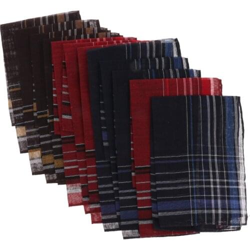 12x Men Cotton Square Plaid Pattern Hanky Wedding Party Handkerchiefs