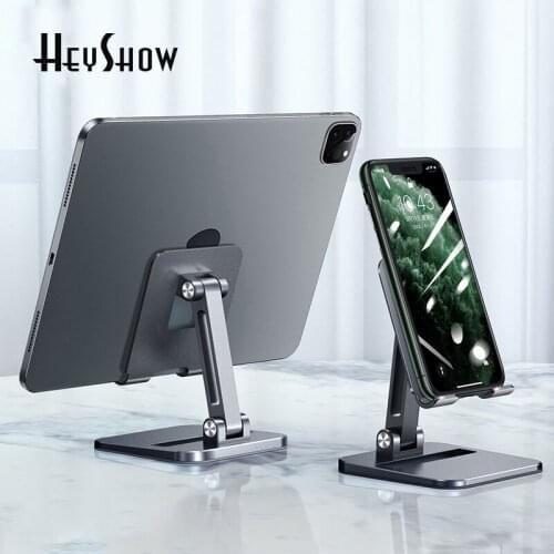 Desk Phone Tablet Stand Portable Adjustable Foldable Aluminium Holder For Samsung Xiaomi Huawei iPhone iPad 4.7-11 Inch Bracket