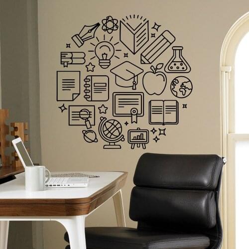Education Wall Decal School Library Classroom Kids Bedroom Study Interior Design Decor Door Window Vinyl Stickers Wallpaper Q738