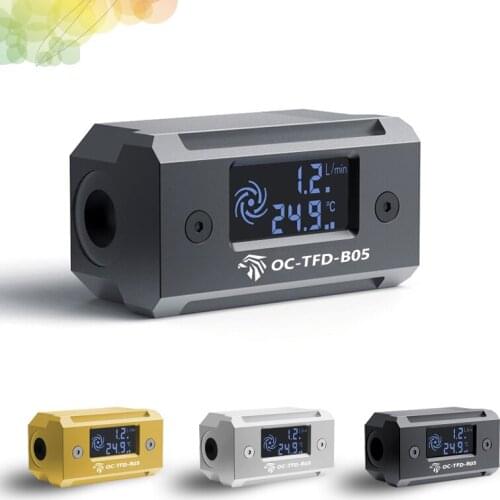 OCOCOO B05 Digital Flow Thermometer Water Cooling Computer Suit DIY System Real-Time Monitoring Pump CPU Polychromatic