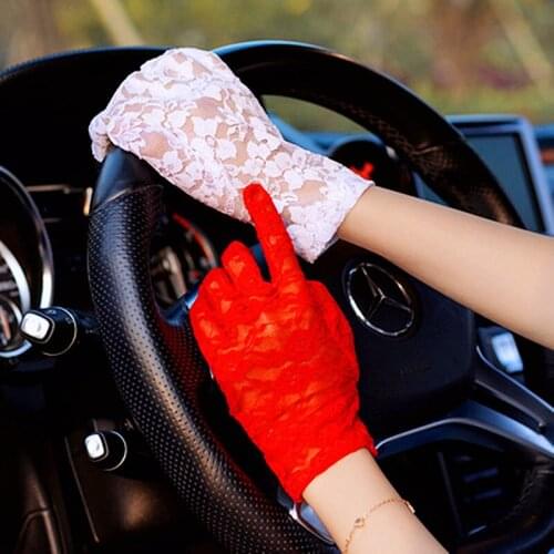 Fashion Women Lady Lace Party Sexy Dressy Gloves Summer Full Finger Sunscreen Gloves for Girls Mittens 2PCS