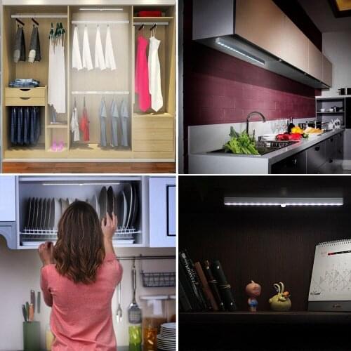 Wireless white light Motion Sensor Cabinet Lighting 10-LED Rechargeable Closet Lights for Wardrobe/Drawer/Stairs/Cupboard