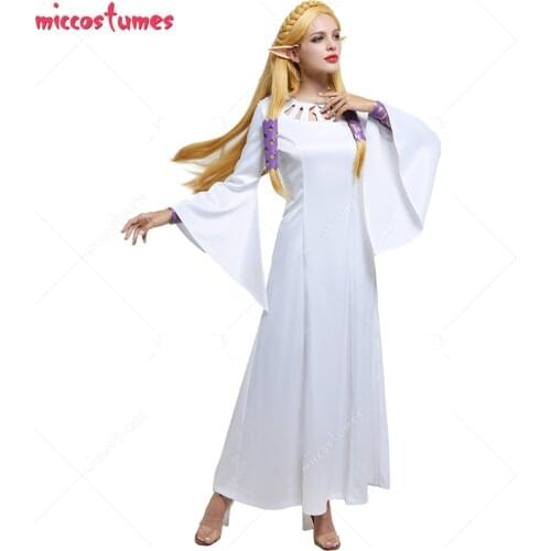 Princess Dress Cosplay Costume Outfit with Wristbands and Headdresses
