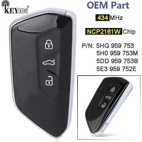 KEYECU 434MHz NCP2161W Chip 5DD 959 753B 5E3 959 752E 5HG 959 753 5H0 959 753M Keyless-Go Remote Key Fob for Volkswagen VW Skoda