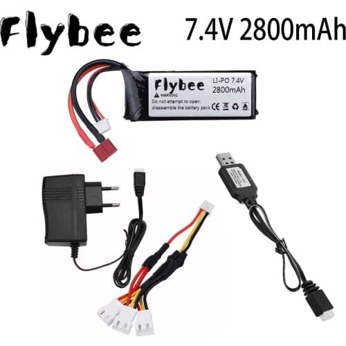 144001 Car 7.4V 2800mAh Upgraded Lipo Battery T Plug With charger For Wltoys 1/14 144001 RC Car Boat Lipo Battery Parts