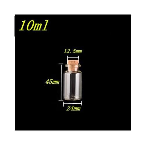 10ml 13ml 15ml Glass Bottles with Cork Glass Vials Jars Containers Cute Wishing Bottle Jewelry Pendant 100pcs Free Shipping