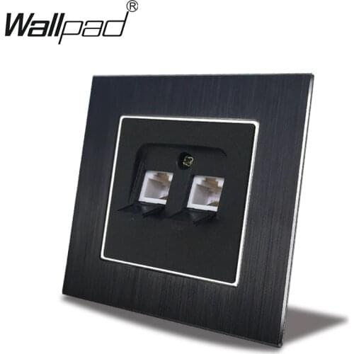 Tel EU Standard Phone Socket Wallpad 110V-240V AC Brushed Metal Chrome Plate CAT 3 RJ11 Telephone Outlet with Claws