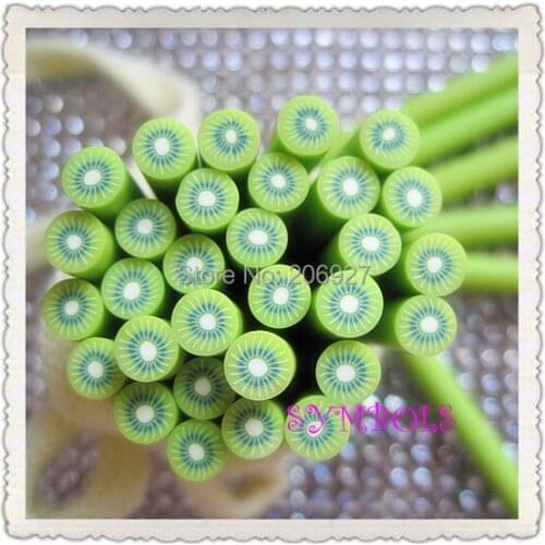 5pcs A-16 5mm Cute Round Kiwi Fruit Cane Fancy Nail Art Polymer Clay Cane Nail Art Decoration