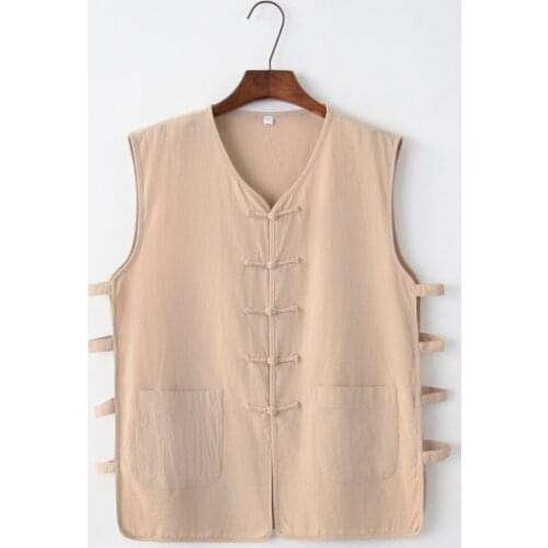 Vintage Chinese Style Vest Shirt Men Women Cotton China Gilet Tops Traditional Tang Suit Casual Ethnic Harajuku Blouses Femme