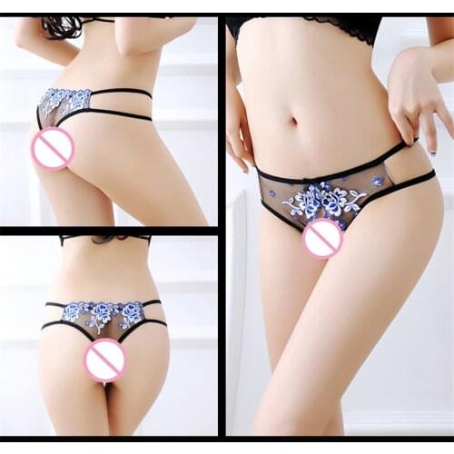Womens Erotic Hot Sexy Lingerie Panties Open Crotch Porn Transparent Lace Underwear Crothless Underpants G-string Sex Wear