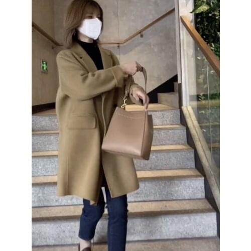 21 Autumn Winter New Double-sided Cashmere Coat Women Mid-length High-end Korean Loose Woolen Coat