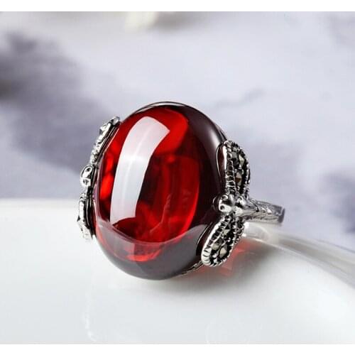 925 Sterling Silver Jewelry Silver Garnet ring finger Red Dragonfly women new