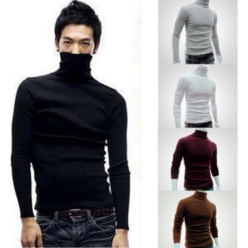 Winter Men Slim Warm Cotton High Neck Pullover Jumper Sweater Top Turtleneck