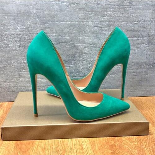 12cm Stilettos Women Pumps for Wedding Pointed Toe Sexy High Heels Shoes 8cm 10cm Green Pinkycolor plus size RM002 CHENSIR9