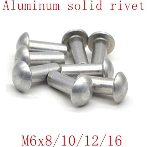 20PCS 6mm round aluminum solid rivet M6*8/10/12/16/20 Aluminium Alloy Aluminum self-plugging Rivet