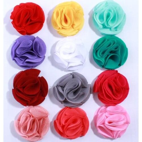 200PCS 4.5CM New Chiffon Fabric Flowers For Cloth Dress Decoration Artificial Flower For Wedding Home Party Invitation