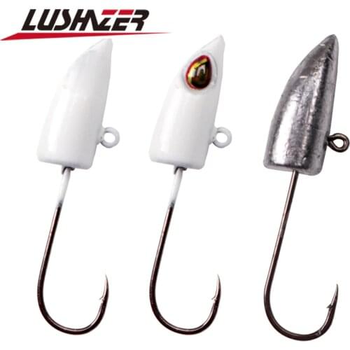 5pcs/lot LUSHAZER Lead fishing hook 3g 2g 1g fishhook fishing hooks lead head Jig lure hard bait soft worm jig hook for fishing