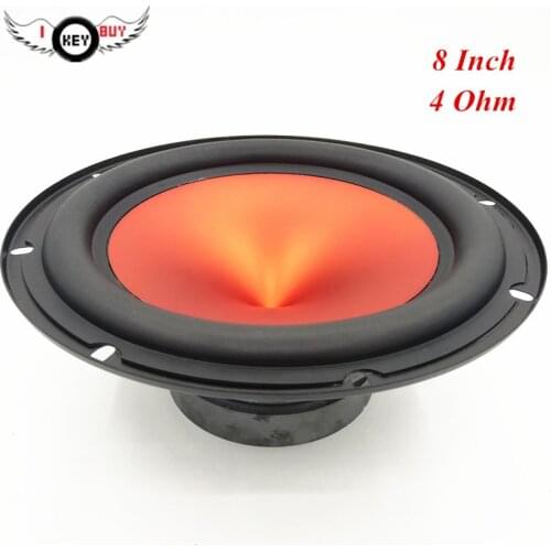 8 inch Car Audio Bass Woofer Round Red PEI Cone 450W 4Ohm Loundspeaker Modified for Car Home Speaker Box
