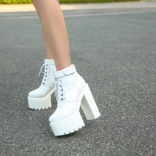Punk boots women pumps winter autumn shoes women black boots high heels motorcycle women ankle boots white boots LJA59-1