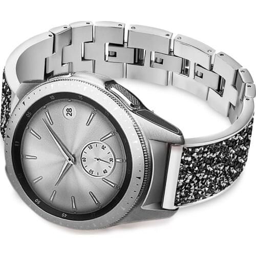 22mm Women Diamond Metal Bracelet for Samsung Galaxy Watch 3 45mm Band Bling Strap for Huawei GT 2 46mm GT2 Pro Wrist Belt