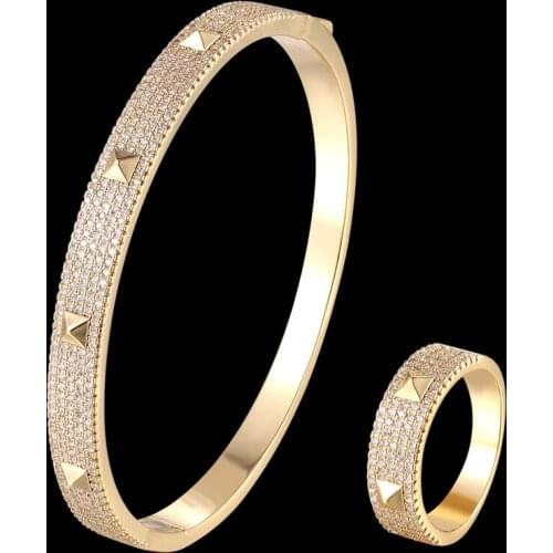 Brand Cubic Zircon Bangle Accessories For Girls Gifts Gold-color Mens Bangle Pulseira Mujer Womens Copper Bridal Bangle Bijoux
