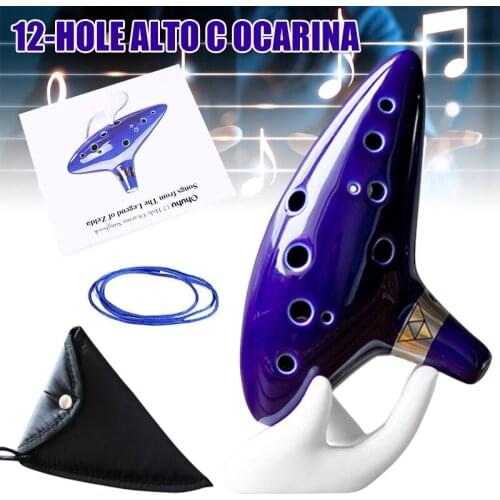 Ocarina With Song Book 12 Hole Alto C Ocarinas Play Gift With Display Stand Protective Bag Drop Shipping